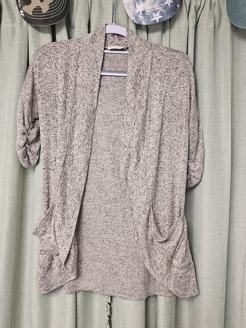 Free Kisses Light Gray Open-Front Women's Cardigan